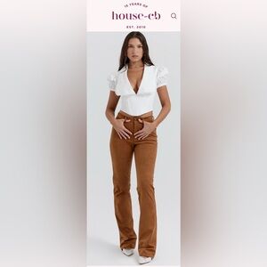 House of CB “Apollo” Vegan Suede Camel Colored Pants - NWT - L+